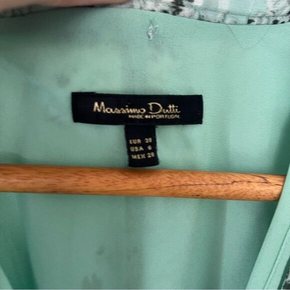 Massimo Dutti Mint Green Floral Ruffle Tiered Neck Sleeveless Maxi Dress - Picture 6 of 11